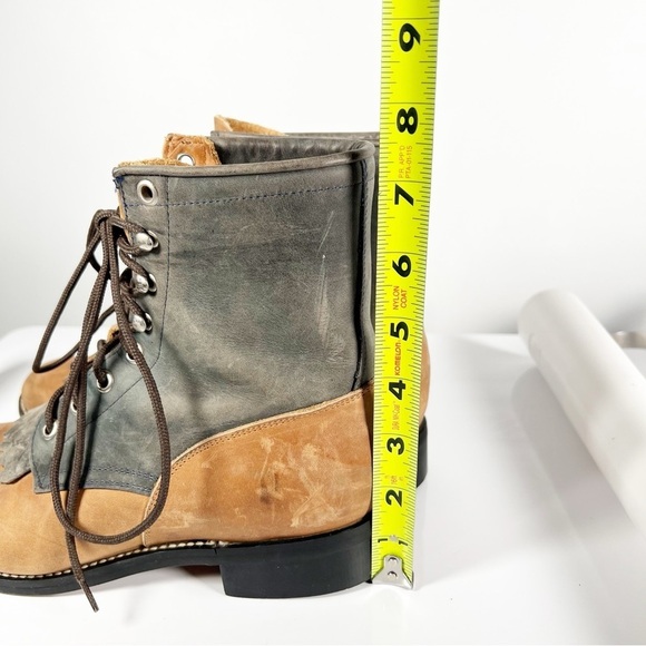 Justin Kiltie Boots Leather Two Tone Colorblock Womens 5 D - Picture 8 of 9